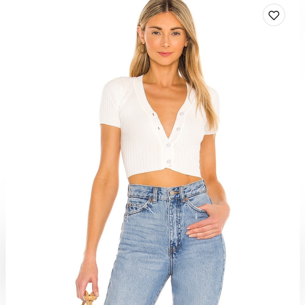 superdown Cream Ribbed Crop Top - Picture 3 of 3